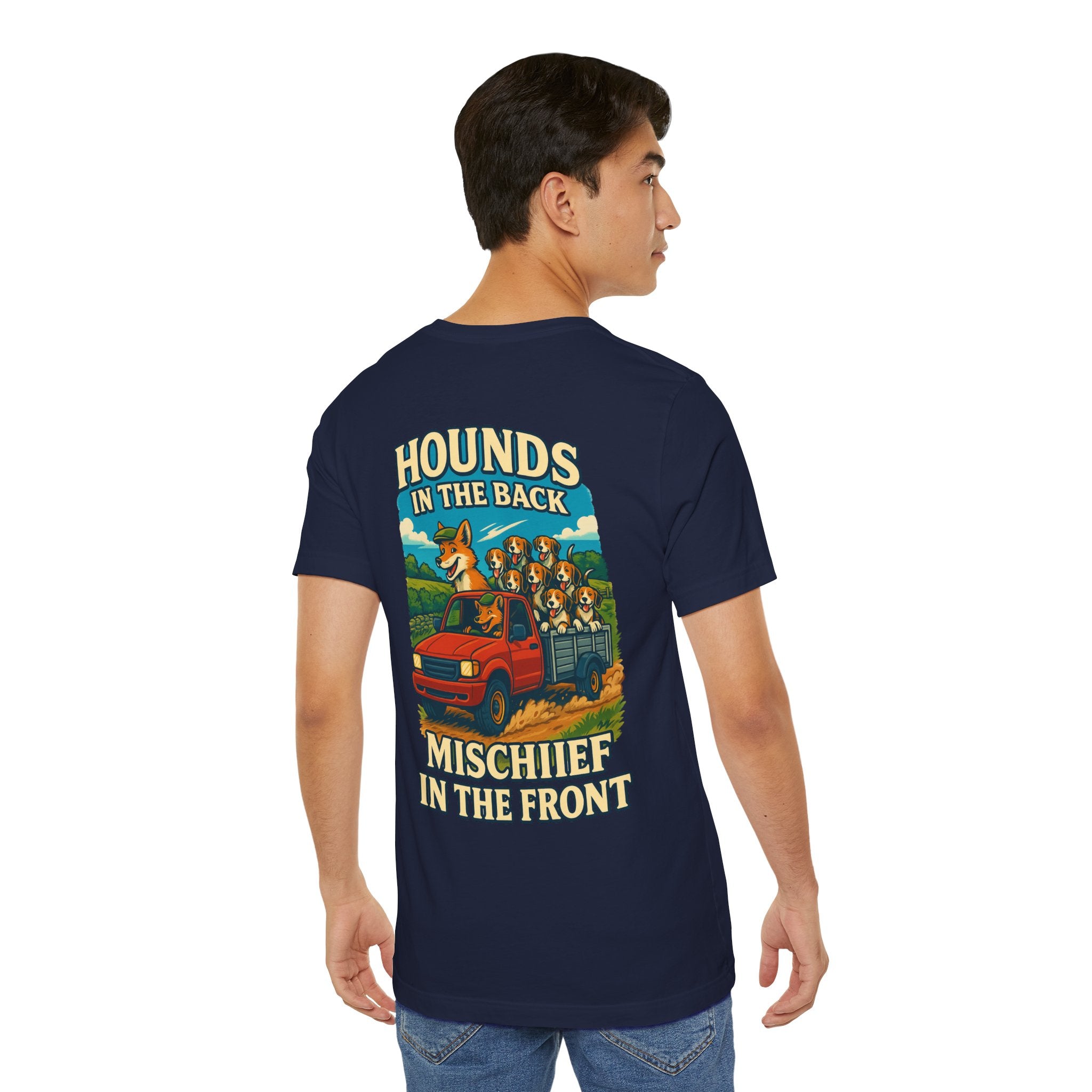 Men's Hounds in the Back, Mischief in the Front Tee