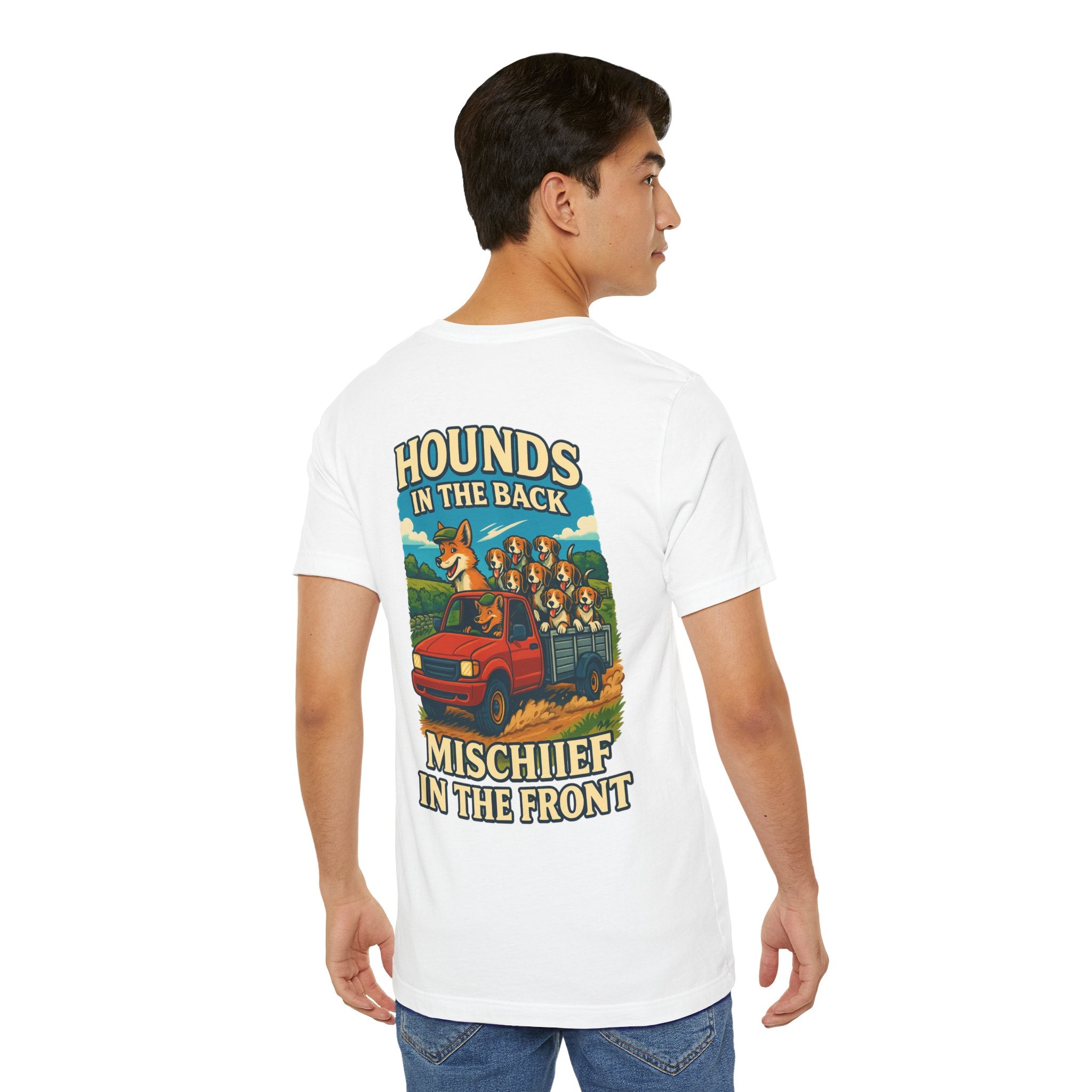 Men's Hounds in the Back, Mischief in the Front Tee