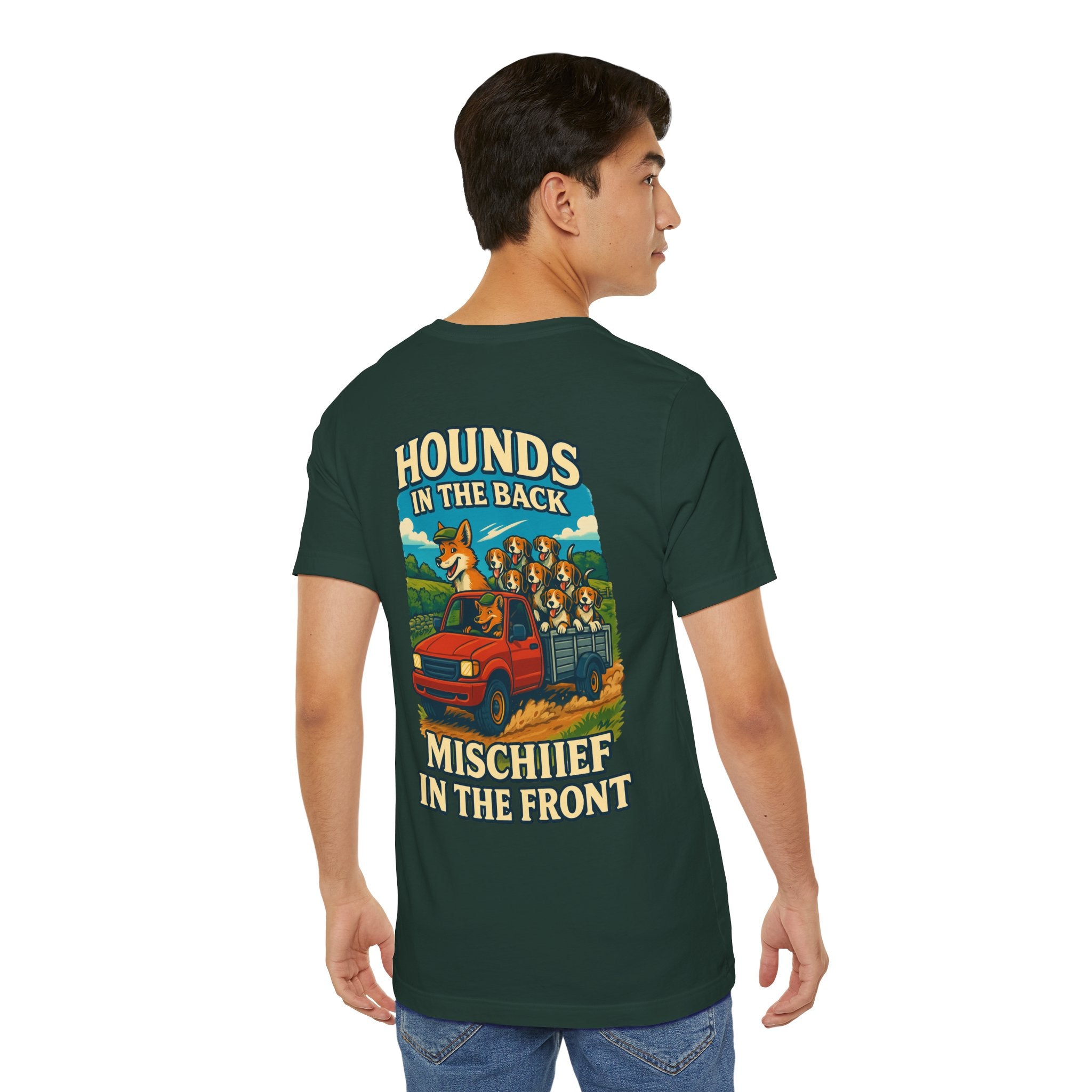 Men's Hounds in the Back, Mischief in the Front Tee